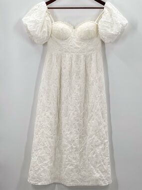 239 Shipwreck LTD White Lace Puff-Sleeve Dress